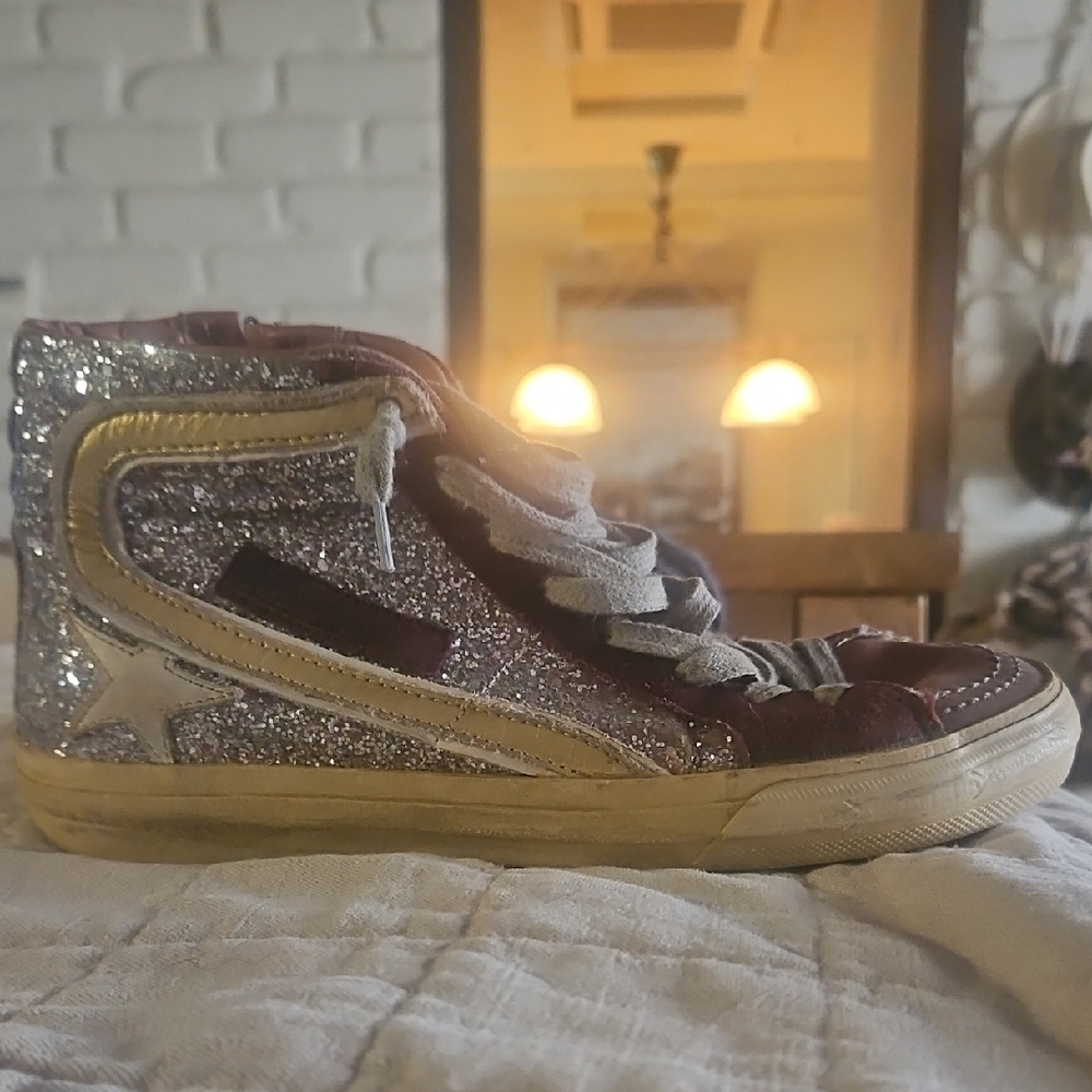Golden Goose Glitter High-Top Sneakers - Silver and Gold
